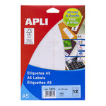 Apli A5 Étiquettes Blanches 34 0 x 67 0 mm 15 Feuilles
