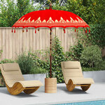 vidaXL Parasol balinais Rouge (210-220) x 260 cm Coton et bois massif