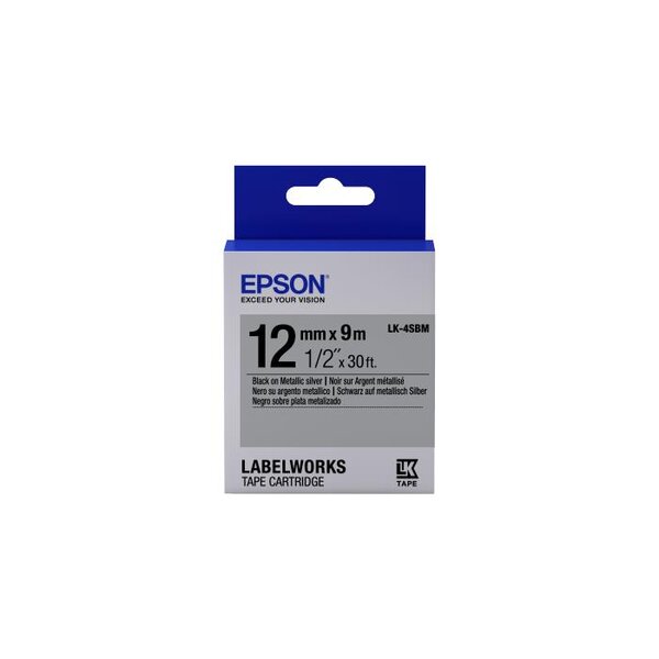 Ruban lk-4sbm métallisé 12 mm x 9 m noir sur argent epson