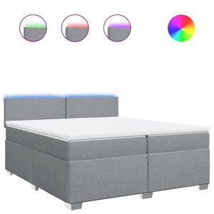 vidaXL Sommier à lattes de lit avec matelas Gris clair 200x200cm Tissu