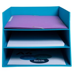 Corbeille À Courrier Combo 3 Niveaux Carton Teksto - Turquoise - X 4 - Exacompta