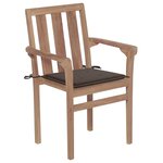 vidaXL Chaises de jardin lot de 2 et coussins taupe Bois teck massif