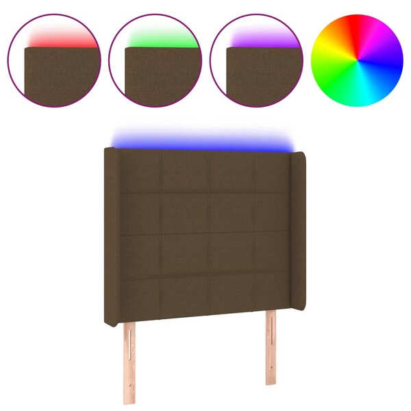 vidaXL Tête de lit à LED Marron foncé 83x16x118/128 cm Tissu