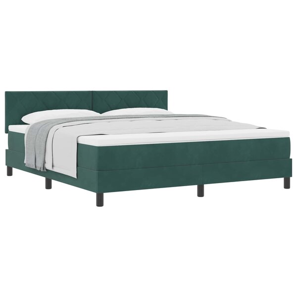 vidaXL Lit à ressorts avec matelas Vert foncé 180 x 200 cm Velours