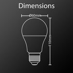 Lot x5 ampoules led standard  culot e27  cons. 9w  eq. 60w  blanc chaud