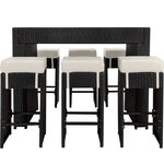 Tectake salon de jardin ibiza 6 places avec 2 sets de housses + housse de protection - noir