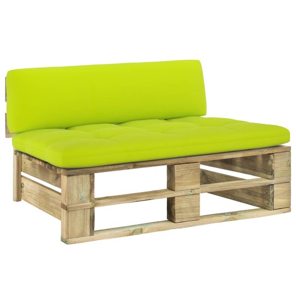 vidaXL Canapé central palette de jardin vert bois de pin imprégné