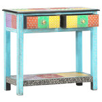 vidaXL Table console peinte à la main 80x35x75 cm Bois de manguier