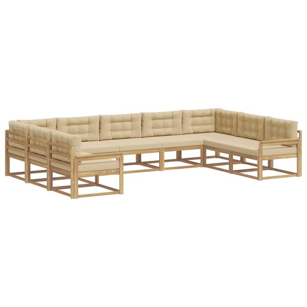 vidaXL Ensemble de canapés d'extérieur 9 pc Blanc et Beige