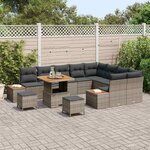 vidaXL Ensemble de canapé de jardin 12 Pièces Gris Poly rotin
