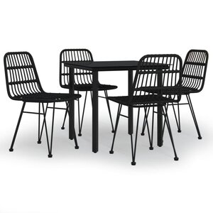 vidaXL Ensemble à manger de jardin 5 Pièces Noir Résine tressée