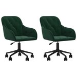 vidaXL Chaises pivotantes à manger lot de 2 Vert foncé Velours