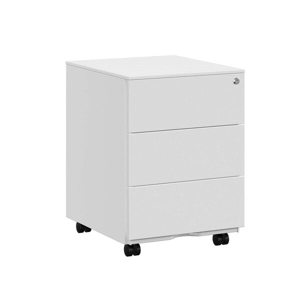 Caisson de bureau metal verrouillable avec 3 tiroirs rangement de documents papeterie préassemblé pour bureau bureau à domicile 39 x 45 x 55 cm (l x l x h) blanc 12_0003687