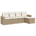 vidaXL Salon de jardin avec coussins 5 Pièces beige résine tressée