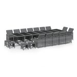 vidaXL Ensemble à manger de jardin coussins 19 Pièces Résine tressée Gris