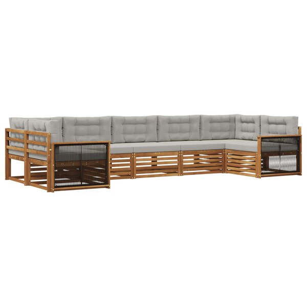 vidaXL Ensemble de canapés d'extérieur 7 pc Naturel et gris clair