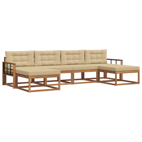 vidaXL Ensemble de canapés d'extérieur 6 pc Naturel et Beige