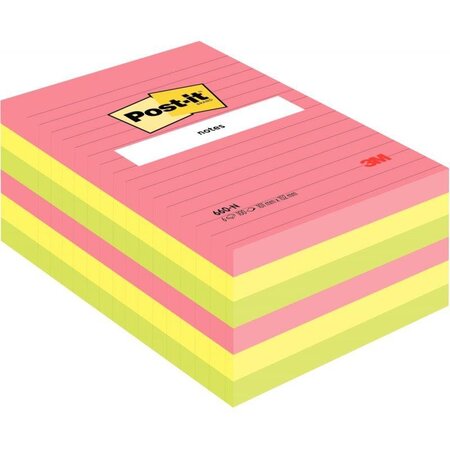 Lot de 6 blocs repositionnables 100 feuilles Post-it ligné coloris ...