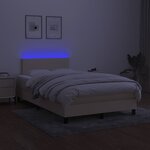 vidaXL Sommier à lattes de lit matelas et LED crème 120x190 cm tissu