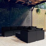 vidaXL Salon de jardin 8 Pièces avec coussins noir résine tressée