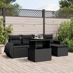 vidaXL Salon de jardin 6 Pièces avec coussins noir résine tressée