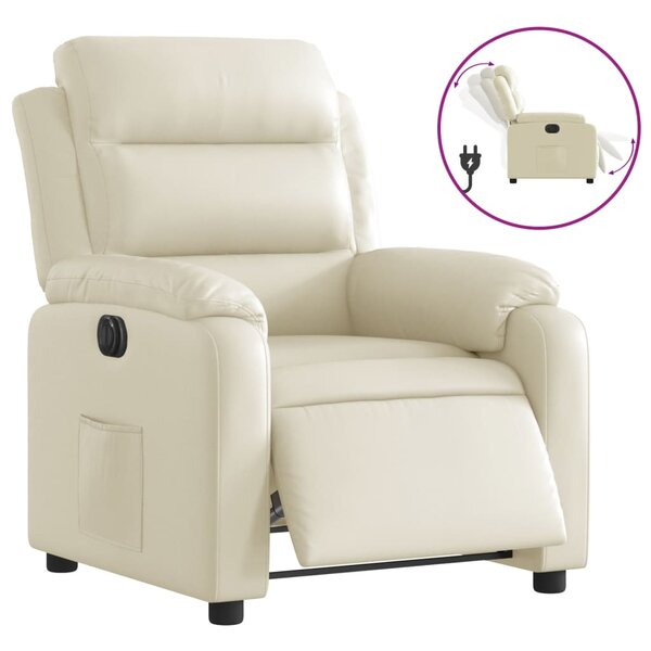 vidaXL Fauteuil inclinable électrique Crème Similicuir