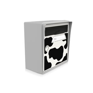 Boîte aux lettres compacte gris souris – "Vachement belle" – fabriquée en France – en résine – ne rouille pas – porte interchangeable