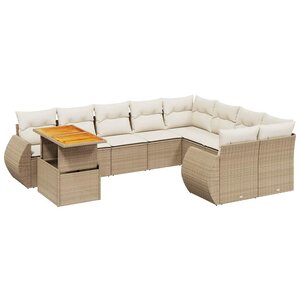 vidaXL Salon de jardin avec coussins 10 Pièces beige résine tressée