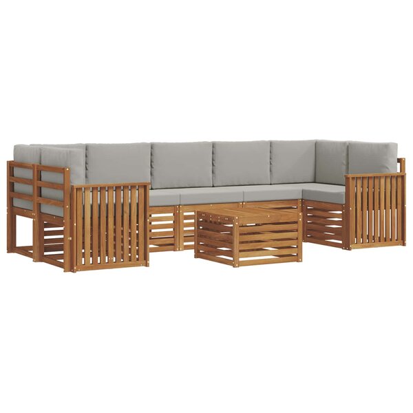 vidaXL Ensemble de canapés d'extérieur 8 pc Gris Naturel et Clair