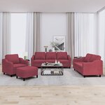 vidaXL Ensemble de canapés 4 Pièces avec coussins Rouge bordeaux Tissu