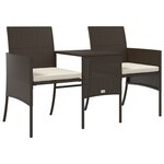 vidaXL Canapé de jardin 2 places avec table et tabourets marron rotin