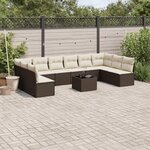 vidaXL Salon de jardin et coussins 11 Pièces marron résine tressée