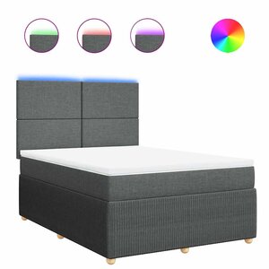vidaXL Sommier à lattes de lit avec matelas Gris foncé 160x200cm Tissu