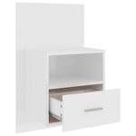 vidaXL Table de chevet murale Blanc brillant