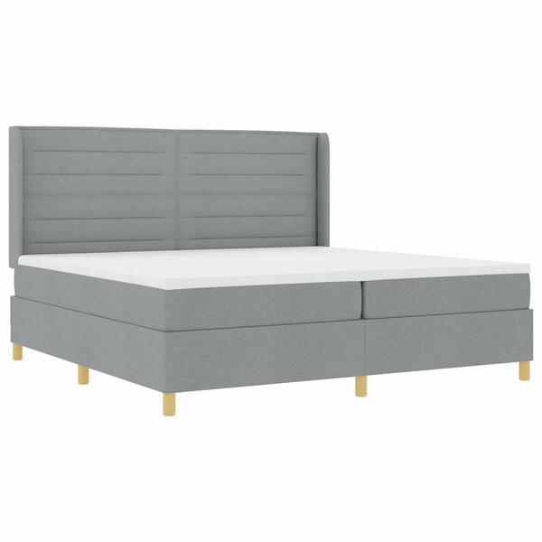 vidaXL Lit à ressorts avec matelas Gris clair 140 x 200 cm tissu