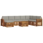 vidaXL Ensemble de canapés d'extérieur 9 pc Gris Naturel et Clair