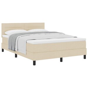 vidaXL Lit à ressorts avec coussin Crème 140 x 190 cm tissu