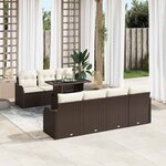 vidaXL Ensemble de canapé de jardin 8 Pièces Marron Poly rotin