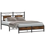 vidaXL Cadre de lit sans matelas chêne fumé 137x190 cm bois ingénierie