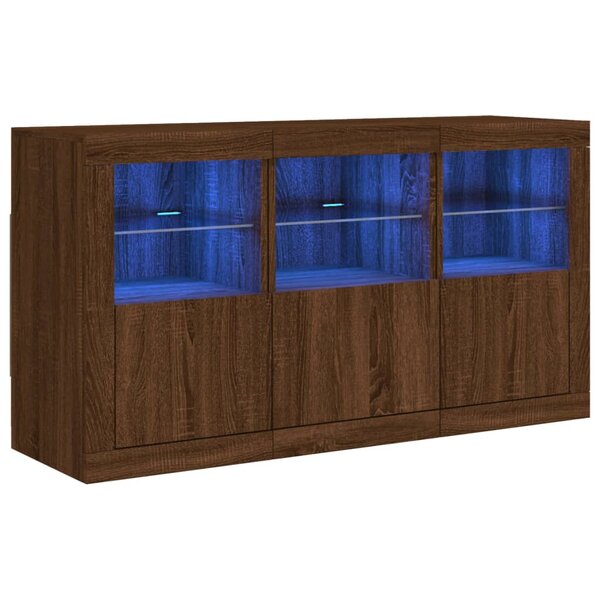 vidaXL Buffet avec lumières LED chêne marron 123x37x67 cm