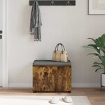 vidaXL Banc d'entrée avec coussin Chêne fumé 60 x 38 x 46 cm