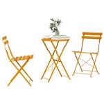 vidaXL Ensemble bistro pliant 3 pc Moutarde Acier