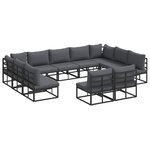 vidaXL Ensemble de canapé de jardin avec coussin 11 Pièces Noir Aluminium
