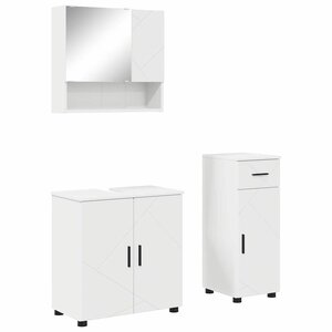 vidaXL Ensemble de mobilier de salle de bain avec tiroir 3 Pièces Blanc