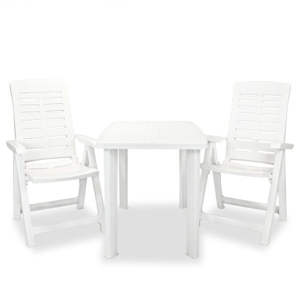 vidaXL Ensemble de bistro 3 Pièces Plastique Blanc