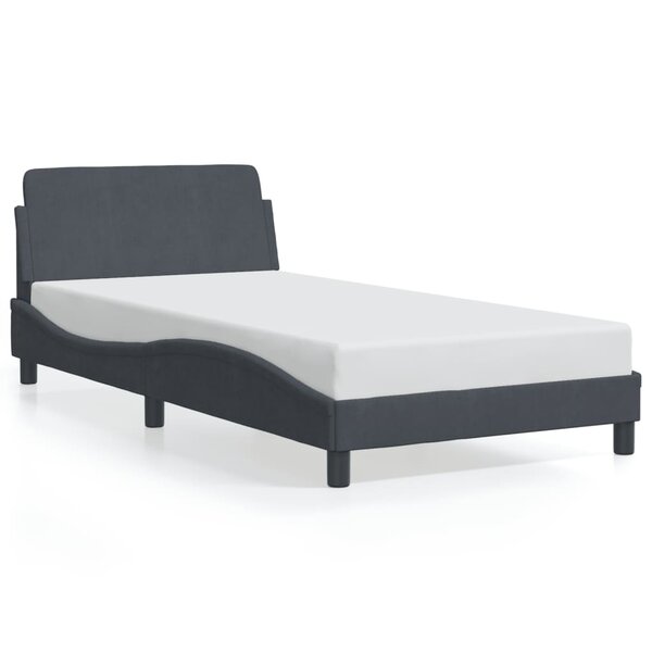 vidaXL Cadre de lit sans matelas gris foncé 100x200 cm velours