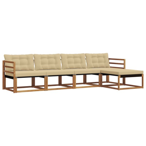 vidaXL Ensemble de canapés d'extérieur 5 Pièces Naturel et Beige