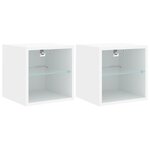 vidaXL Meubles TV muraux avec lumières LED 2 Pièces blanc 30x28 5x30 cm