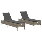 vidaXL Chaises longues avec coussins lot de 2 gris résine tressée