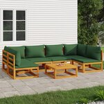 vidaXL Salon de jardin 7 Pièces avec coussins vert bois massif